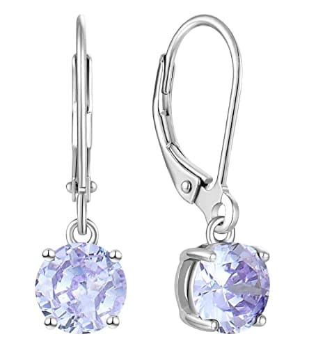 YL Women's Solitaire Dangle Drop 925 Sterling Silver Birthstone Jewelry
| YL Women's 925 Sterling Silver Round Leverbac