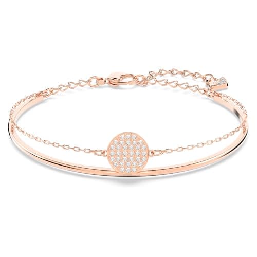 Swarovski Sublima Bangle Bracelet, Rose Gold Tone Finish, For Elegant Women, Evening Wear, Sparkling Clear Crystals, 8cm