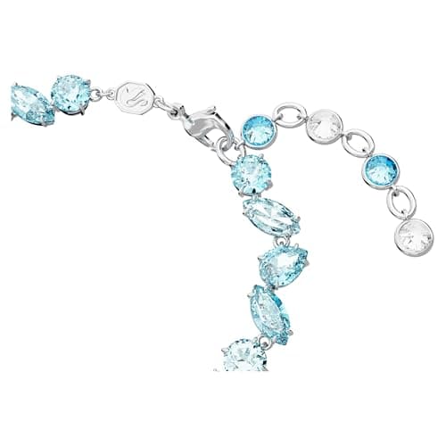 Swarovski Gema Soft Bracelet, Blue Crystals, Mixed Cuts, Rhodium Finished Band, Elegant Gemstone Jewelry for Women, Casu