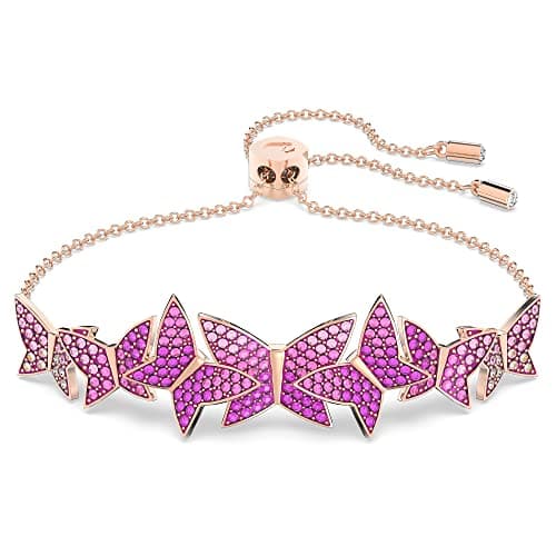 Swarovski Lilia Butterfly Pink Crystal Necklace, Earrings, and Bracelet for Women, Rose Gold Tone Finish, 18K Crystal Pe