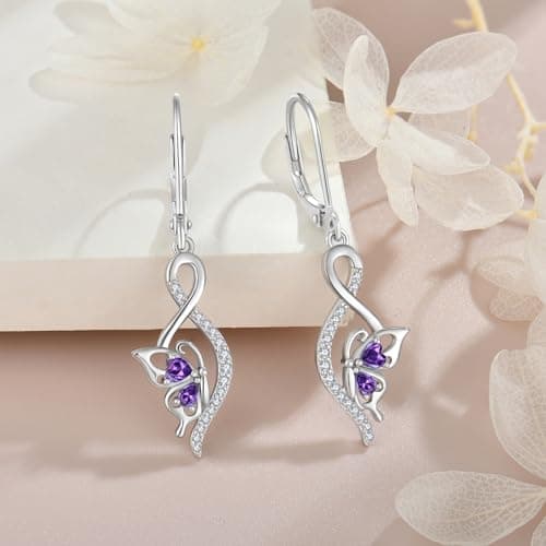 YIFSIY Butterfly Earrings 925 Sterling Silver Leverback Infinity Dangle Jewelry for Women Gifts for Her Party Occasions