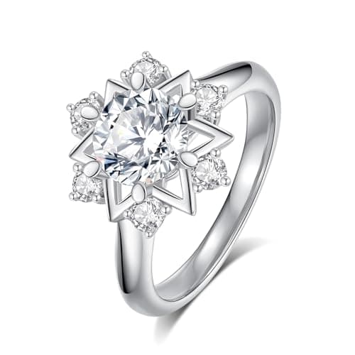 DAKKXN Moissanite Engagement Rings for Women: Round Cut VVS1 D Color Moissanite Ring, Perfect for Everyday Wear and Wedd