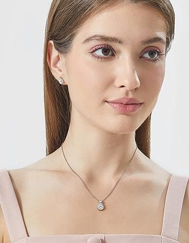 MomentWish Heart Necklace for Women, 1 Carat Simulated Moissanite for Her 925 Sterling Silver Halo Pendant-Heart Recycle