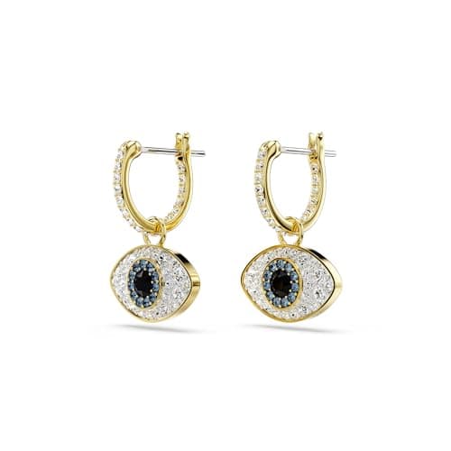Swarovski Symbolica Blue Evil Eye Drop Earrings for Women Gold-Tone Finished Formal Events