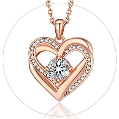 MomentWish Heart Moissanite Necklace for Women, Perfect Gift for Christmas and Birthday, D Color VVS1 Simulated Diamond