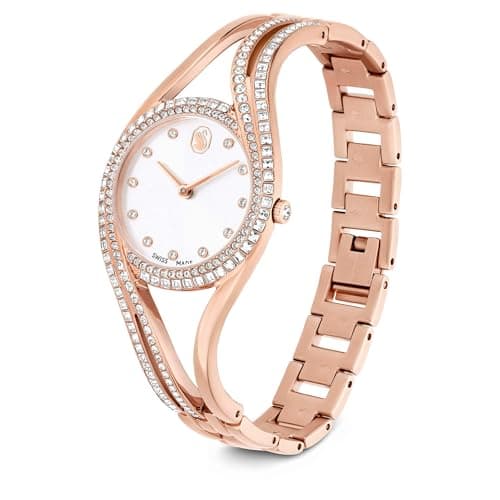 Swarovski Hyperbola Bangle Watch for Women, Swiss Made, Rose Gold Tone, Elegant Jewelry for Special Occasions, 316L Stai
