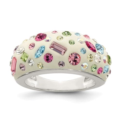 IceCarats 925 Sterling Silver Rhinestone Crystals Multi-color White Cocktail Statement Ring for Women Night Out Parties