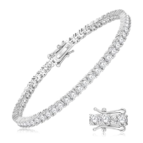 WOAINI Women's Moissanite Tennis Bracelet, 5.5 Carat with 925 Sterling Silver Gold Plating, 7" Length, VVSI Clarity, Bir