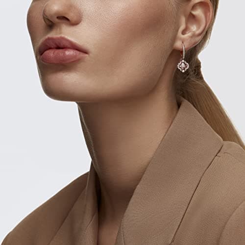 Swarovski Una Pierced Earrings: Clear Crystal Pavé & Pink Stone, Rose-Gold Tone, Women's Jewelry, Everyday Wear, Dazzlin
