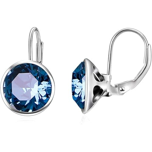 AOBOCO Sterling Silver Bella Earrings for Women, Hypoallergenic Pierced Leverback Cushion Cut Crystal Gifts