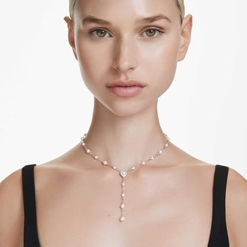 Swarovski Ariana Grande Y Style Crystal and Pearl Necklace - Glamorous Rhodium Finish for Fashionistas - Red Carpet and
