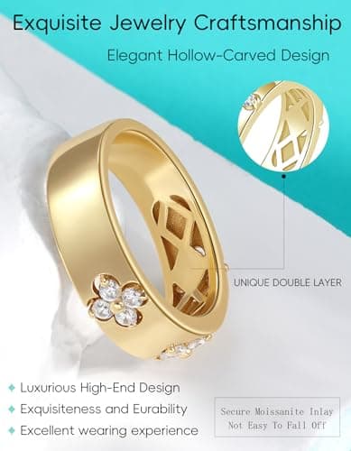 TIMELESSSTAR Clover Moissanite Rings for Women Gifts Premium Moissanite(D Color VVS1 Clarity 3EX Cut) 925 Sterling Silve