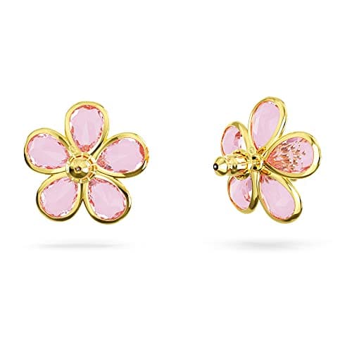 Swarovski Florere Pink and Yellow Crystals Necklace and Earrings Gold Tone