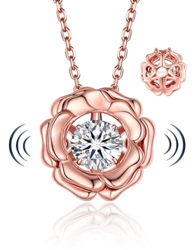 MomentWish Heart Necklace for Women, Sparkling Gift for Her 925 Sterling Silver Dance Necklace for Anniversary Christmas