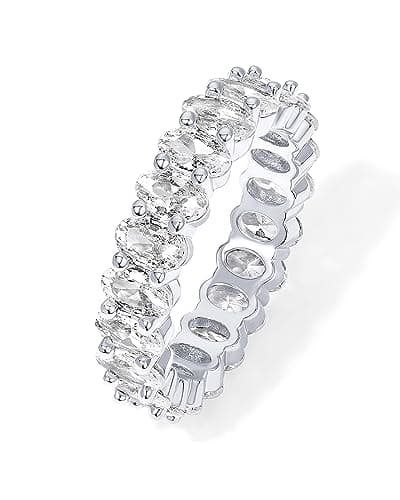 PAVOI 14K Gold Plated Oval Cubic Zirconia Love Ring and Eternity Ring - 5mm Stackable for Women - Stylish and Durable Je
