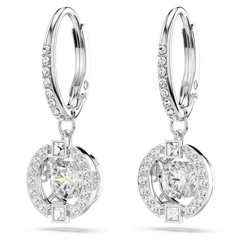 Swarovski Sparkling Dance Necklace and Earrings Jewelry Collection for Women in Rhodium Finish and Blue & Clear Crystal