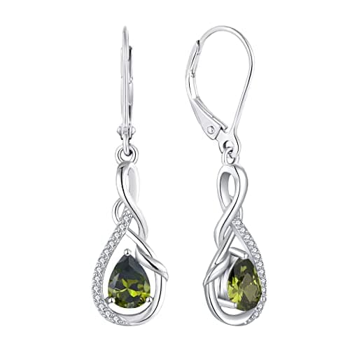 Sterling Silver Infinity Dangle Drop Earrings for Women Evening Parties
| Twisted Gemstone Sterling Silver Leverback Ea