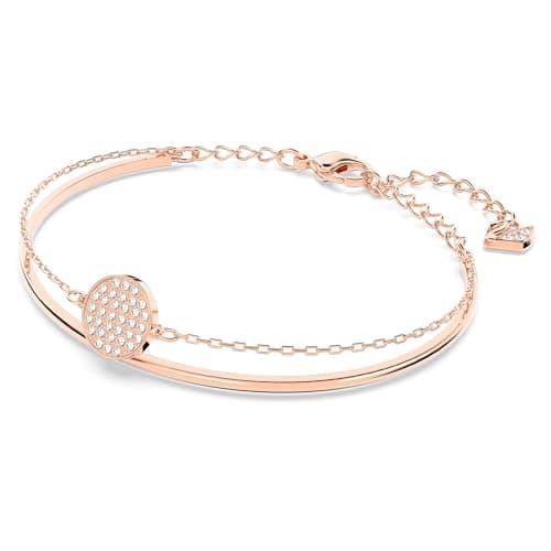 Swarovski Sublima Bangle Bracelet, Rose Gold Tone Finish, For Elegant Women, Evening Wear, Sparkling Clear Crystals, 8cm
