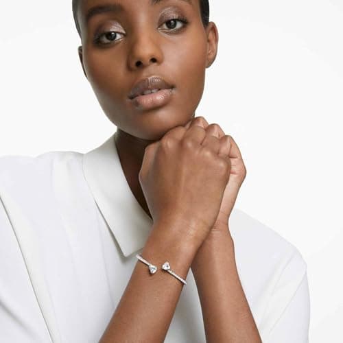 Swarovski Soul Heart Bangle Bracelet Collection, Rhodium Finish, Clear Crystals for Fashionista Women, Daily Wear
| Swa