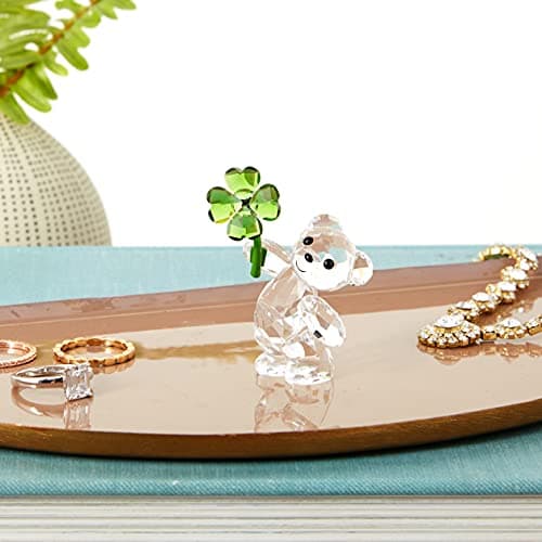SWAROVSKI Clear Lucky Charm Figurine for Girls and Women, Kris Bears Collection with Green Four-Leaf Clover Accented Cle