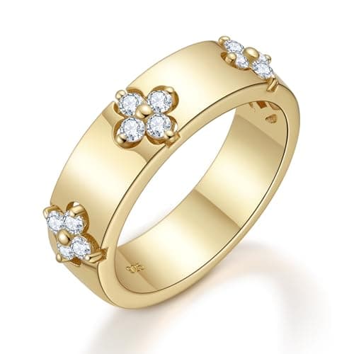TIMELESSSTAR Clover Moissanite Rings for Women Gifts Premium Moissanite(D Color VVS1 Clarity 3EX Cut) 925 Sterling Silve