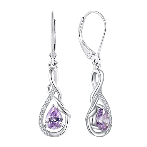 Sterling Silver Infinity Dangle Drop Earrings for Women Evening Parties
| Twisted Gemstone Sterling Silver Leverback Ea