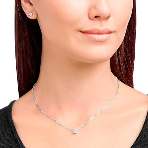 Swarovski Attract Clear Crystal Necklace and Earring Set for Women, Perfect for Formal Events and Daily Wear, Sparkling