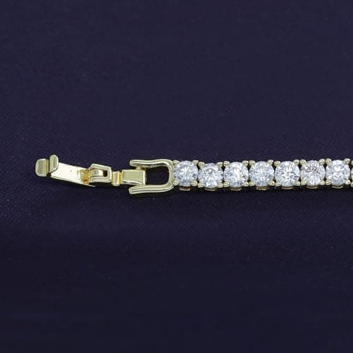 SAVEARTH DIAMONDS Gold Plated Moissanite Bracelet for Women | Stackable Round Moissanite Cuff Bracelets (5.10 Cttw To 5.