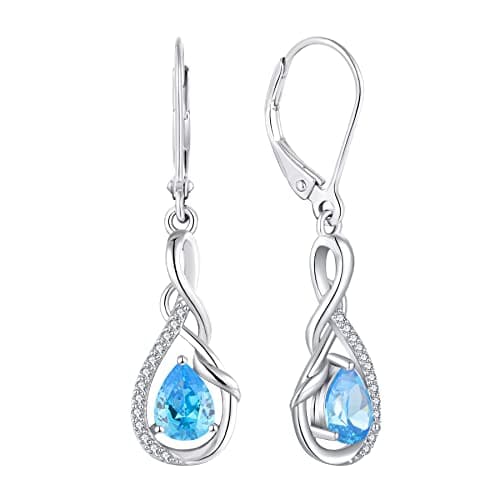 Sterling Silver Infinity Dangle Drop Earrings for Women Evening Parties
| Twisted Gemstone Sterling Silver Leverback Ea