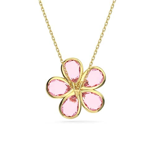 Swarovski Florere Necklace and Earrings Collection for Women | Pink Crystals, Yellow Crystals, Gold Tone Metal Finish |