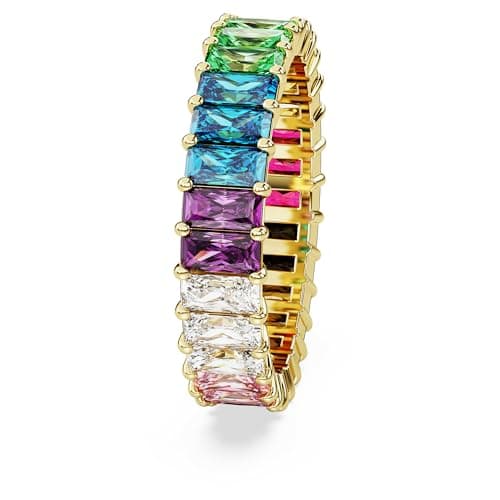 Swarovski Matrix Crystal Ring Collection for Women, Pink Crystal, Rose Gold-Tone Finish, Elegant Wedding Party Jewelry