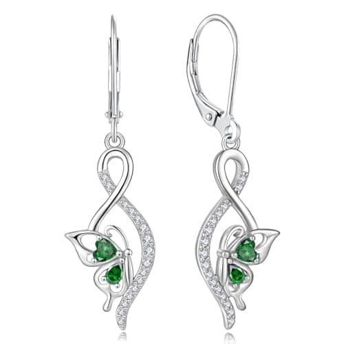 YIFSIY Butterfly Earrings 925 Sterling Silver Leverback Infinity Dangle Jewelry for Women Gifts for Her Party Occasions