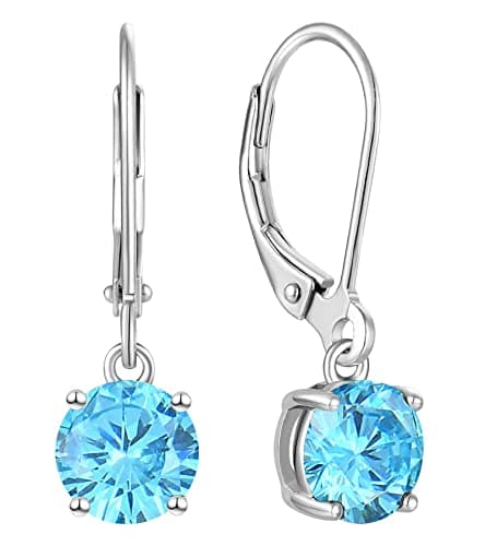 YL Women's Solitaire Dangle Drop 925 Sterling Silver Birthstone Jewelry
| YL Women's 925 Sterling Silver Round Leverbac