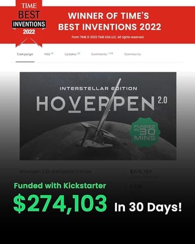 Novium Hoverpen |0 Interstellar Edition - Space Black Ballpoint Pen, Unique Conversational Starter, Premium Futuristic D