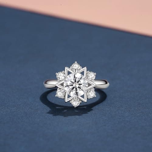 DAKKXN Moissanite Engagement Rings for Women: Round Cut VVS1 D Color Moissanite Ring, Perfect for Everyday Wear and Wedd