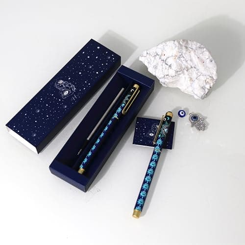 Evil Eye Ballpoint Pen - Unique Pen for Journaling & Manifesting
| Evil Eye Pen with Black Obsidian Crystal - Perfect f