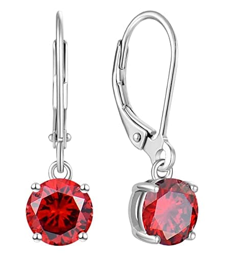 YL Women's Solitaire Dangle Drop 925 Sterling Silver Birthstone Jewelry
| YL Women's 925 Sterling Silver Round Leverbac