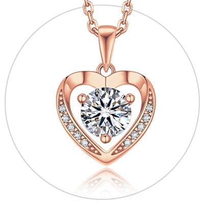 MomentWish Heart Moissanite Necklace for Women, Perfect Gift for Christmas and Birthday, D Color VVS1 Simulated Diamond