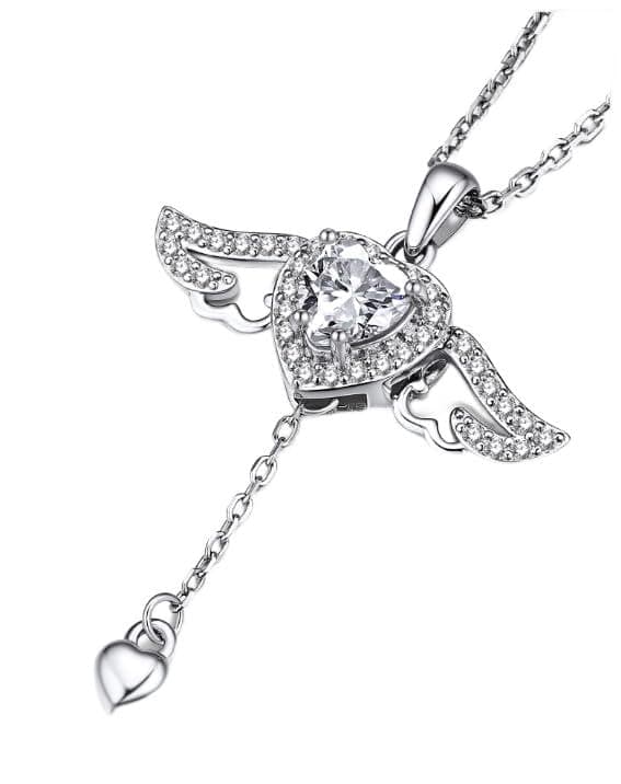 MomentWish Heart Necklace for Women, Sparkling Gift for Her 925 Sterling Silver Dance Necklace for Anniversary Christmas