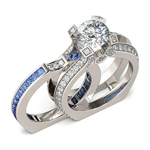 Jeulia Diamond Band Rings for Women CZ Sterling Silver Interchangeable Ring Sets Engagement Wedding Anniversary Promise