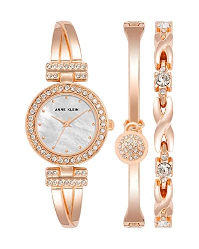 Premium Crystal Accented Anne Klein Women's Bangle Watch and Bracelet Set for Fashionable Ladies
| Anne Klein Women's P