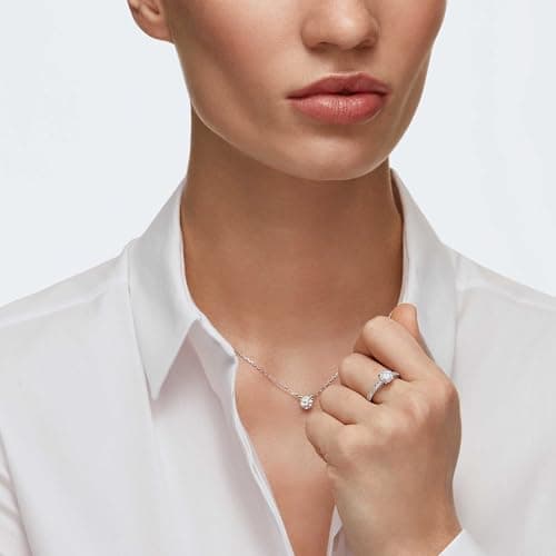Swarovski Attract Round Ring Jewelry Collection for Women, Elegant Rhodium Finish, Clear Crystals, 10 PCS Crystal Ring S