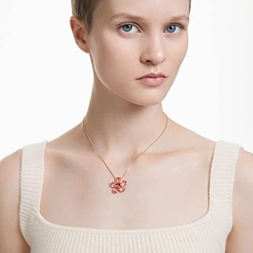 Swarovski Florere Necklace and Earrings Collection for Women | Pink Crystals, Yellow Crystals, Gold Tone Metal Finish |