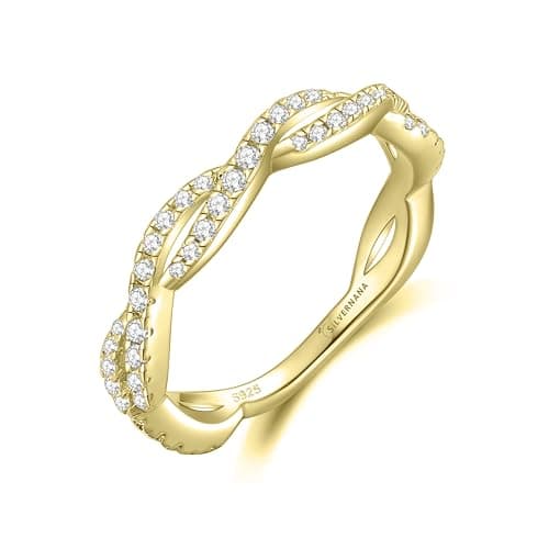 SilverNana Moissanite Wedding Band, 925 Sterling Silver Stackable Eternity Rings for Women Size 4-10
SilverNana Moissani