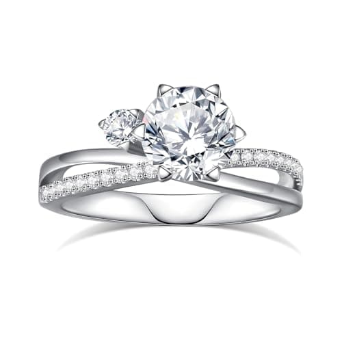 DAKKXN Moissanite Engagement Rings for Women: Round Cut VVS1 D Color Moissanite Ring, Perfect for Everyday Wear and Wedd