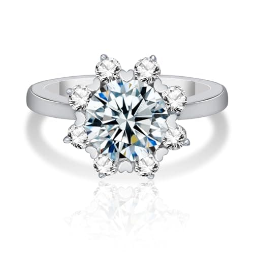DAKKXN Moissanite Engagement Rings for Women: Round Cut VVS1 D Color Moissanite Ring, Perfect for Everyday Wear and Wedd