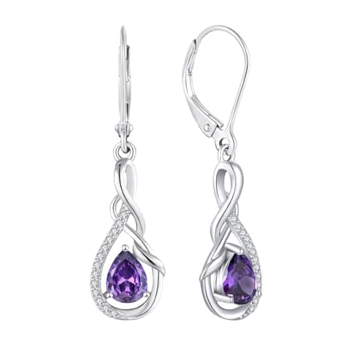 Sterling Silver Infinity Dangle Drop Earrings for Women Evening Parties
| Twisted Gemstone Sterling Silver Leverback Ea