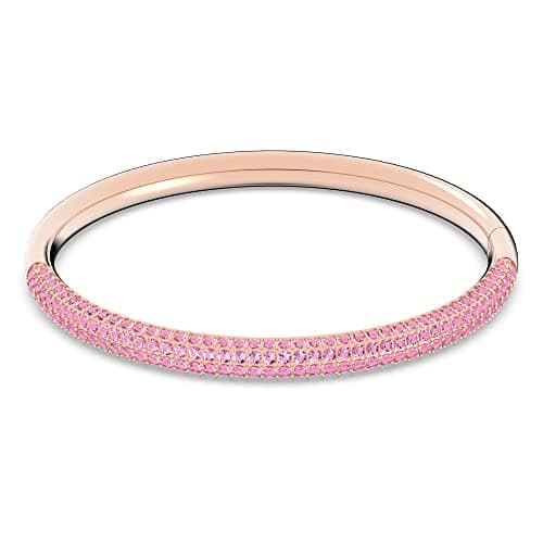 Swarovski Stone Bangle Bracelet Collection for Women, Clear Crystals, Pink Crystals, Elegant Fashion Accessory for Nigh