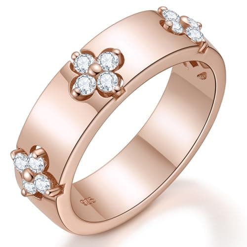TIMELESSSTAR Clover Moissanite Rings for Women Gifts Premium Moissanite(D Color VVS1 Clarity 3EX Cut) 925 Sterling Silve