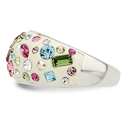 IceCarats 925 Sterling Silver Rhinestone Crystals Multi-color White Cocktail Statement Ring for Women Night Out Parties